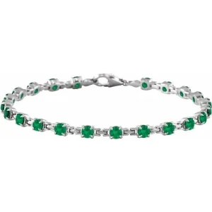 Raea Emerald Rose Gold 4 Claw Set Gemstone Bracelet