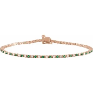 Raychel Emerald Rose Gold 4 Prong Gemstone Bracelet