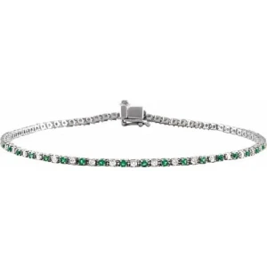 Raychel 1.42 Carat Emerald Round cut 4 Prong  Gemstone Bracelet