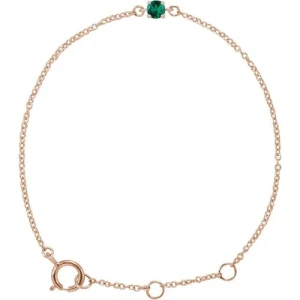 Racquel Emerald Rose Gold 4 Prong Gemstone Bracelet