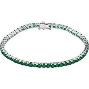 Reverie 7.20 Carat Emerald Round cut 4 Prong  Gemstone Bracelet