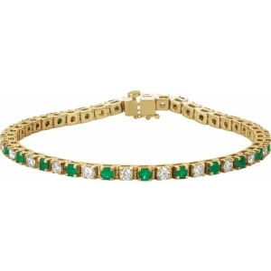 Royse Emerald Rose Gold 4 Prong Diamond Tennis Bracelet
