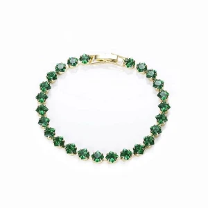 Rhylen 5.00 Carat Emerald Round cut 4 Prong  Gemstone Bracelet