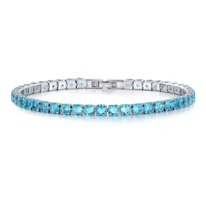 Rubye Aquamarine Rose Gold 4 Prong Gemstone Bracelet