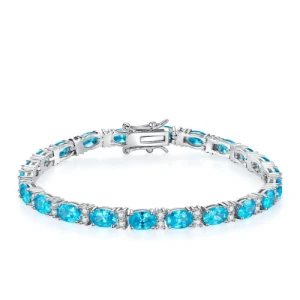 Reynae Aquamarine Rose Gold 4 Prong Gemstone Bracelet
