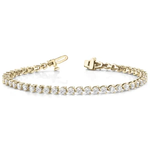Ronni Natural Yellow Gold 3 Prong Diamond Tennis Bracelet