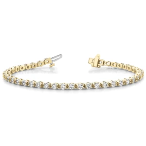 Revel Natural Yellow Gold 4 Prong Diamond Tennis Bracelet