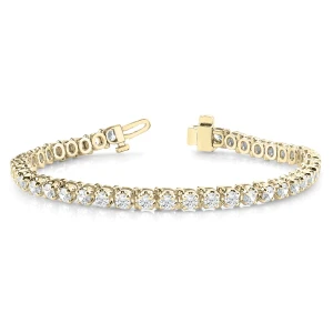 Palisha Natural Yellow Gold 4 Prong Diamond Tennis Bracelet