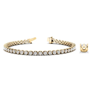 Roselee Natural Yellow Gold 4 Prong Diamond Tennis Bracelet