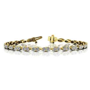 Rella Natural Yellow Gold Shared Prong Diamond Tennis Bracelet
