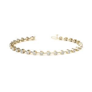 Reanne Natural Yellow Gold 6 Prong Diamond Tennis Bracelet