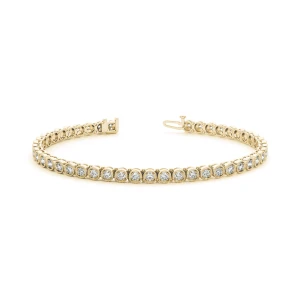 Pollie Natural Yellow Gold 4 Prong Diamond Tennis Bracelet