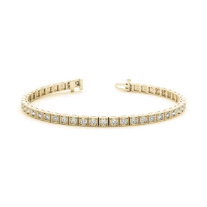 Peppi Natural Yellow Gold 4 Prong Diamond Tennis Bracelet