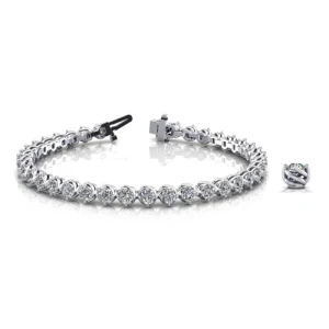 Roxie Natural White Gold 4 Prong Diamond Tennis Bracelet