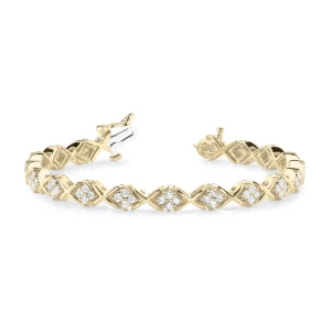 Rayleen Natural Yellow Gold XO Diamond Tennis Bracelet