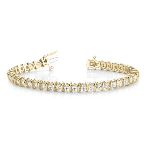 Rylie Natural Yellow Gold Bar Set Diamond Tennis Bracelet