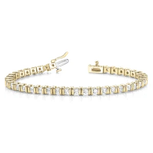 Rayanne Natural Yellow Gold Bar Set Diamond Tennis Bracelet