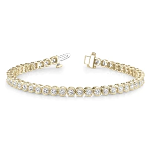 Rinoa Natural Yellow Gold 2 Prong Diamond Tennis Bracelet