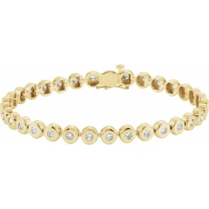 Rosealyn Natural Yellow Gold Bezel Set Diamond Tennis Bracelet