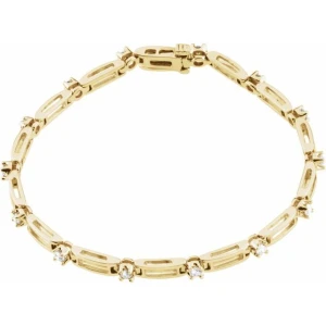 Ruthie Natural Yellow Gold 4 Prong Diamond Tennis Bracelet