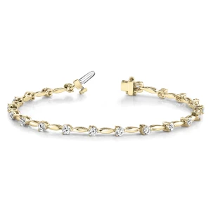Ruth Natural Yellow Gold 3 Prong Diamond Tennis Bracelet