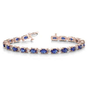 Prissy Blue Sapphire Rose Gold 4 Prong Gemstone Bracelet
