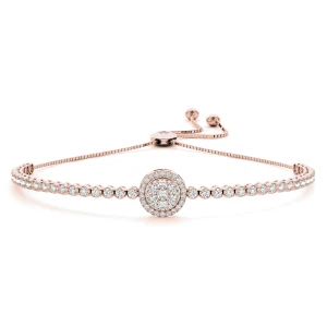 Patalin Natural Diamond Rose Gold 4 Prong Friendship Bracelet