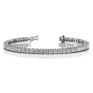 Petal Lab-Created White Gold 4 Prong Diamond Tennis Bracelet