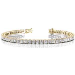 Petal Lab-Created Yellow Gold 4 Prong Diamond Tennis Bracelet