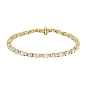Suzanna Natural Yellow Gold 4 Prong Diamond Tennis Bracelet