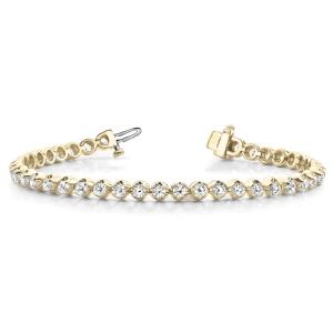 Roselynn Lab-Created Yellow Gold 4 Claw Set Diamond Tennis Bracelet