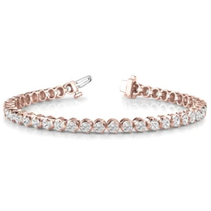 Roanne Natural Rose Gold 3 Prong Diamond Tennis Bracelet
