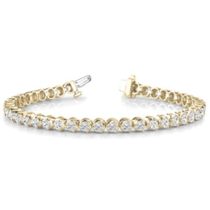 Roanne Natural Yellow Gold 3 Prong Diamond Tennis Bracelet