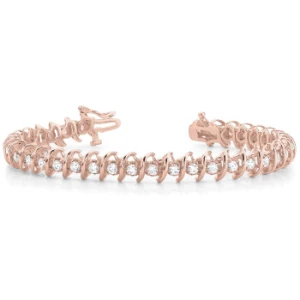 Polly Natural Rose Gold S Link Diamond Tennis Bracelet
