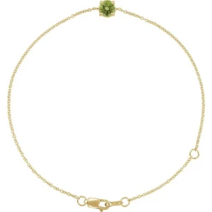 Rosary Peridot Yellow Gold 4 Prong  Bracelet