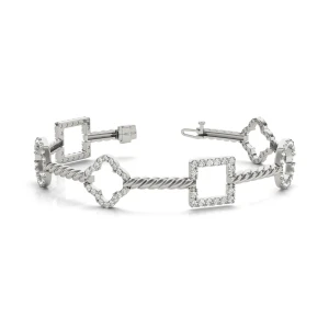 dyaln Lab-Created Diamond White Gold Designer Bracelet