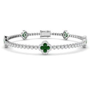 Brooke Emerald Silver Prong Set Gemstone Bracelet