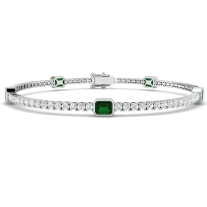 Maisy Emerald Platinum Prong Set Gemstone Bracelet