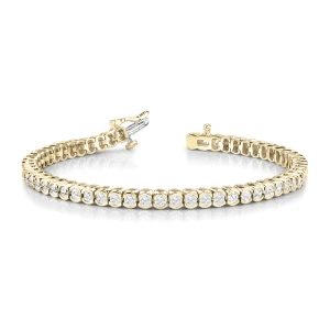 Payton Natural Yellow Gold Semi Bezel Diamond Tennis Bracelet