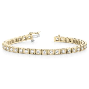 Rexa Natural Yellow Gold Diamond Tennis Bracelet