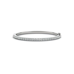 Shelette Natural White Gold 4 Prong Diamond Bangle Bracelet
