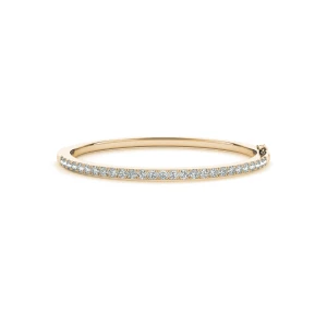 Shelette Natural Yellow Gold 4 Prong Diamond Bangle Bracelet