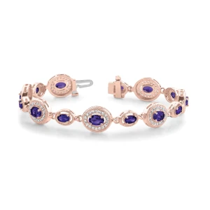 Vihana Amethyst Rose Gold 4 Prong Set Diamond Tennis Bracelet