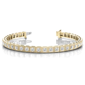 Katie Round Lab Grown Diamond Yellow Gold Bezel Setting  Designer Bracelet
