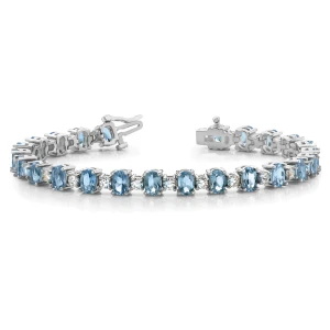 Viana Aquamarine White Gold 4 Prong Set Diamond Tennis Bracelet