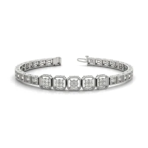 Mary Lab-Created Diamond White Gold Bezel Setting  Designer Bracelet