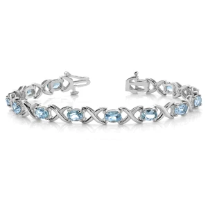 Valerie Aquamarine Yellow Gold XO Diamond Tennis Bracelet