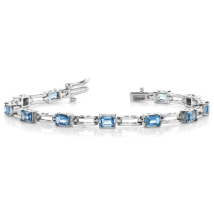 Vania Blue Topaz 4 Prong Set Diamond Tennis Bracelet