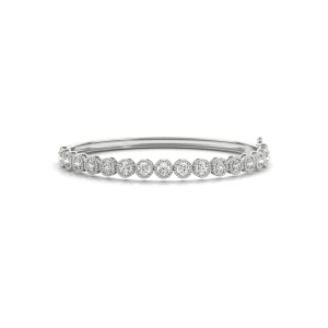 Viva Natural White Gold 4 Prong Set Diamond Bangle