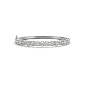 Velvet Natural White Gold 4 Prong Set Diamond Bangle